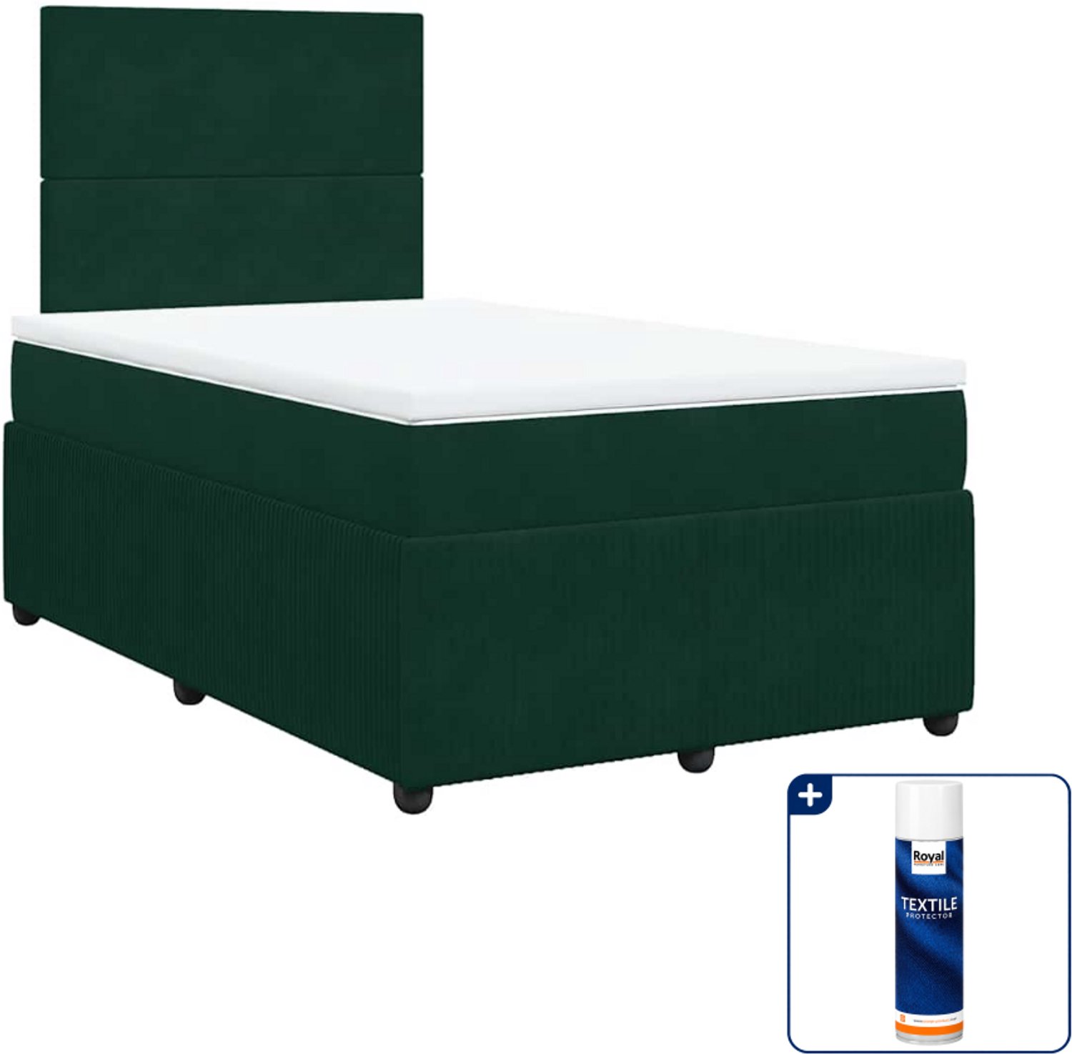 vidaXL boxspring met matras 120x200 cm - fluweel - donkergroen - Inclusief textielbeschermer 500 ml