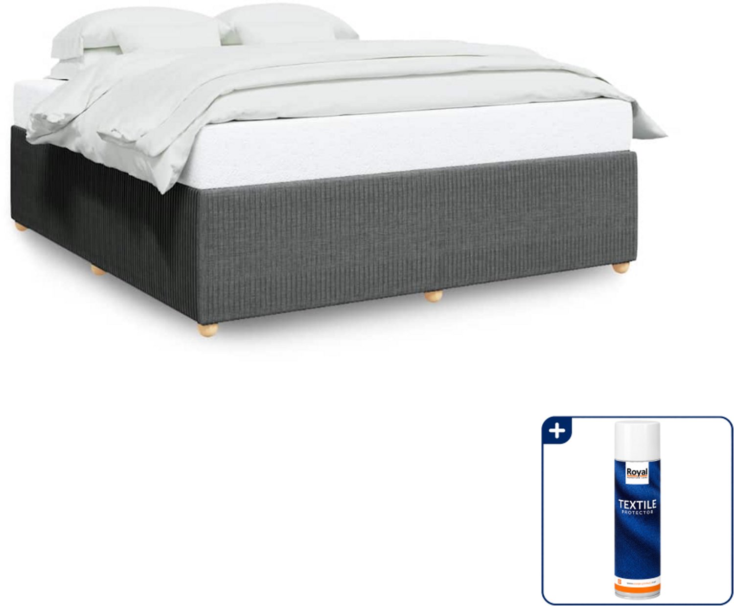 vidaXL bedframe - Kingsize - 180 x 200 cm - donkergrijs - Inclusief textielbeschermer 500 ml