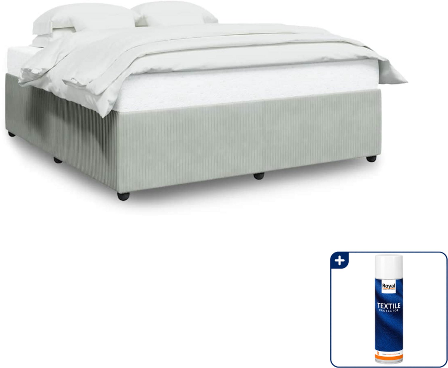 vidaXL bedframe - 200 x 200 cm - fluweel - lichtgrijs - Inclusief textielbeschermer 500 ml