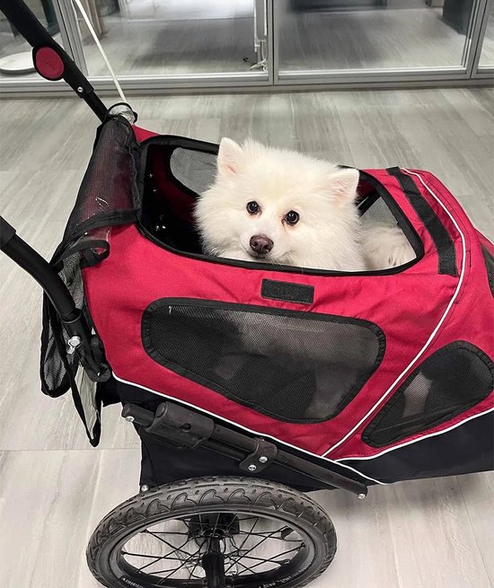 Duvo+ Hondenfietskar - 2 in 1 Wandelwagen - Zwart Rood - 123x62x96 cm <30 kg van Duvo+ — afbeelding 3
