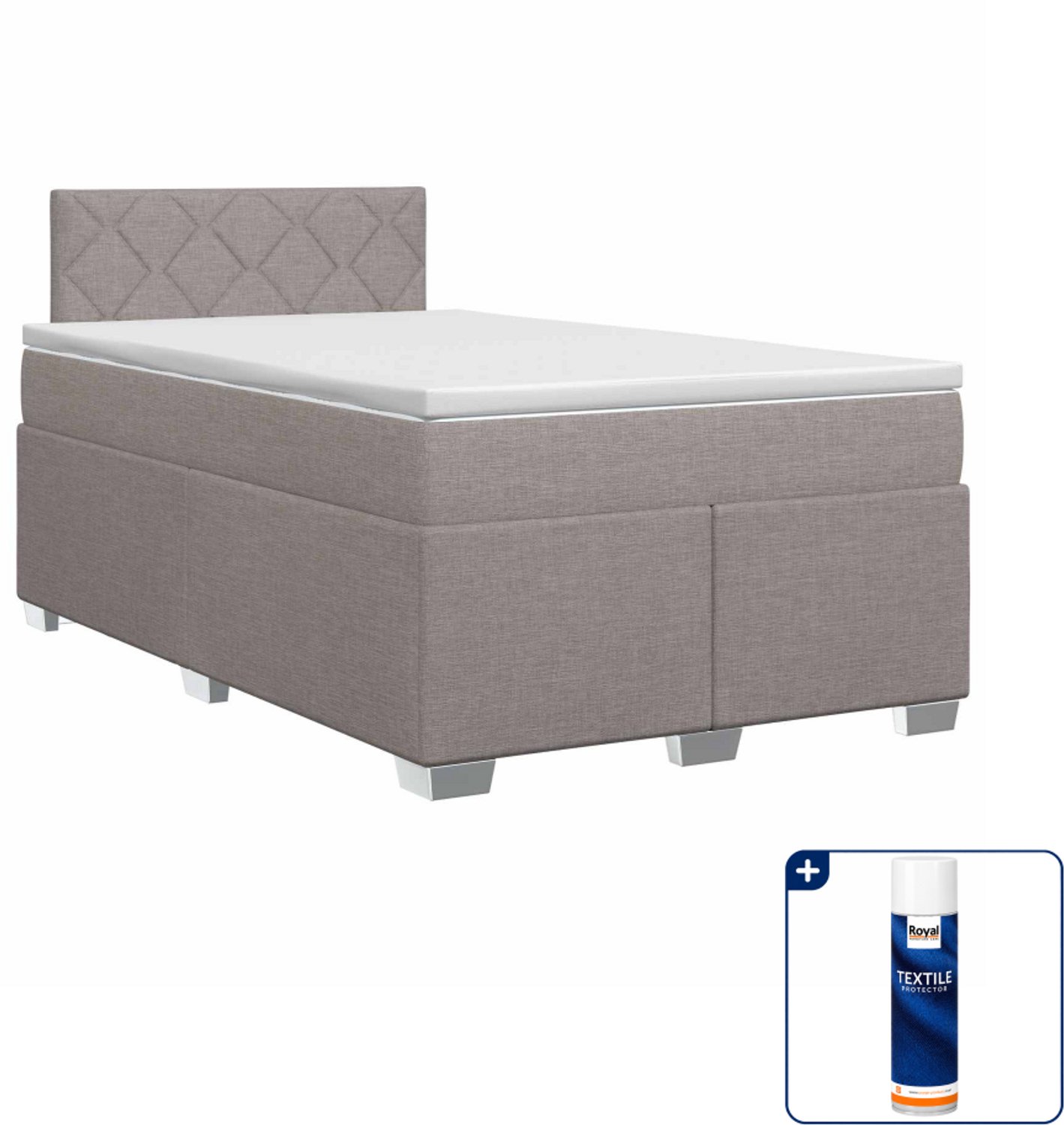 vidaXL Boxspringbed - 120 x 200 cm - stof - taupe - Inclusief textielbeschermer 500 ml