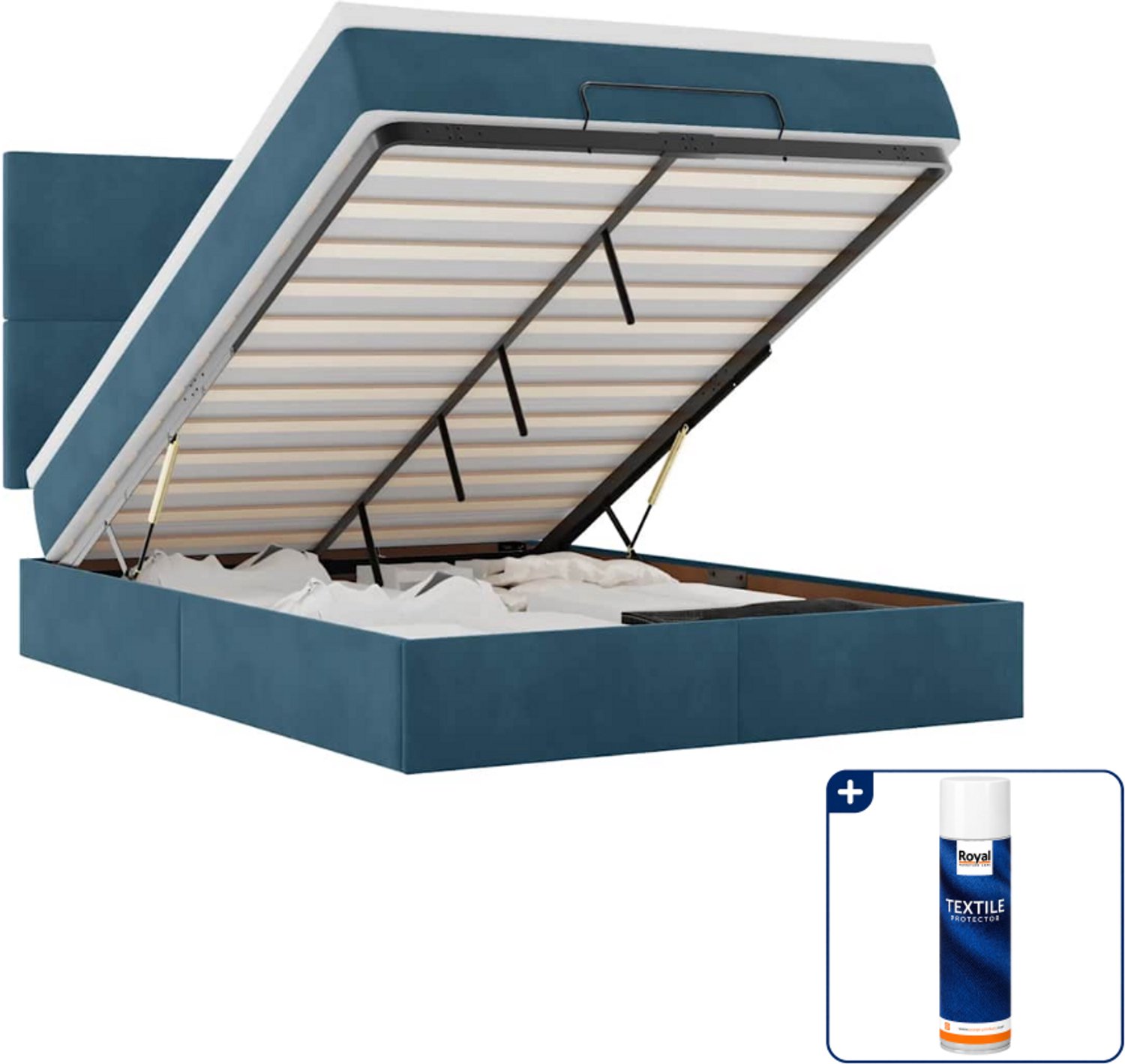 vidaXL Small double bed met matras en LED - 140 x 200 cm - fluweel - Inclusief textielbeschermer 500 ml Groen