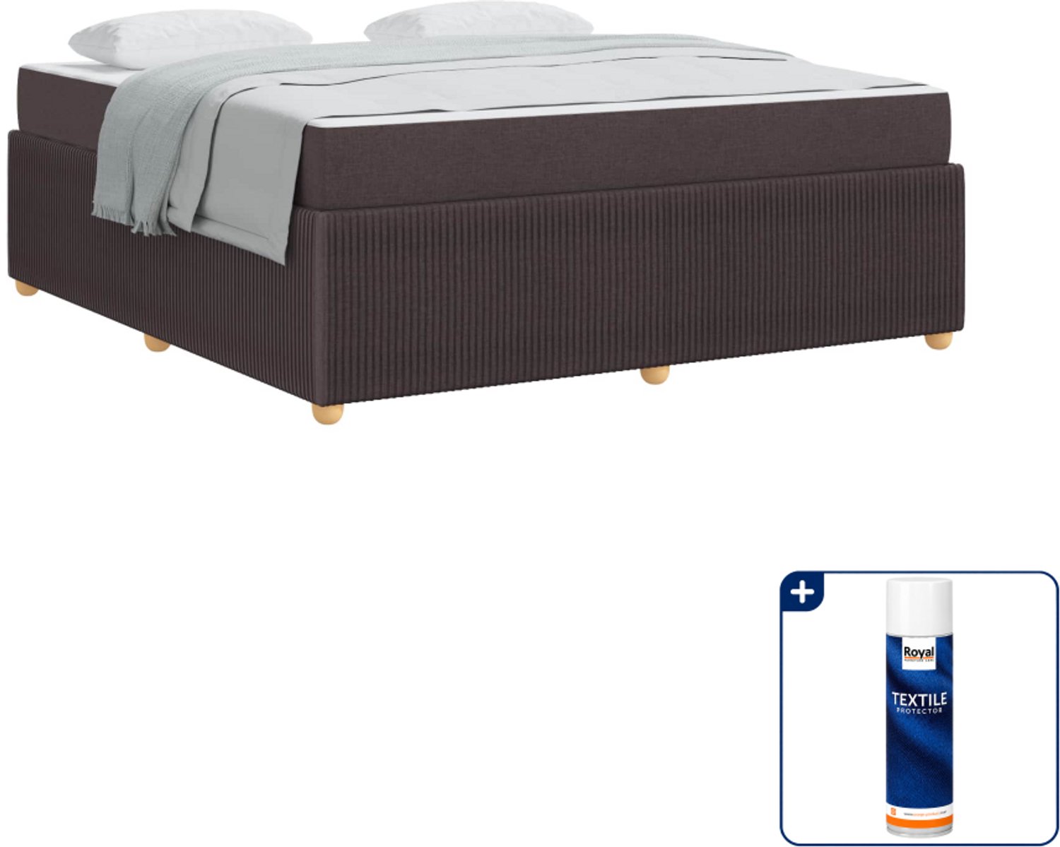 vidaXL Bedframe - Kingsize - 180 x 200 cm - donkerbruin - Inclusief textielbeschermer 500 ml