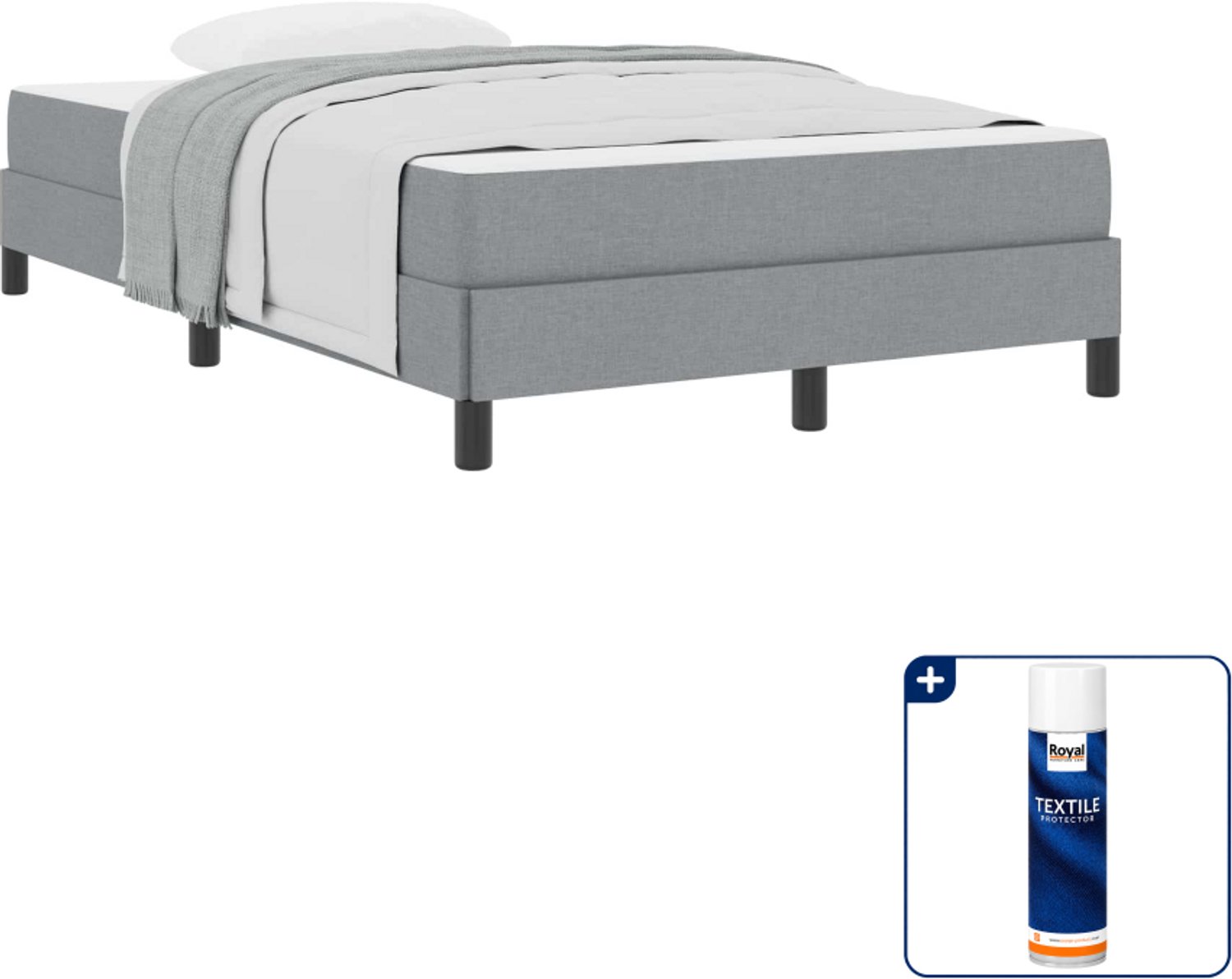 vidaXL boxspringbed - 120 x 190 cm - lichtgrijs - Inclusief textielbeschermer 500 ml Wit