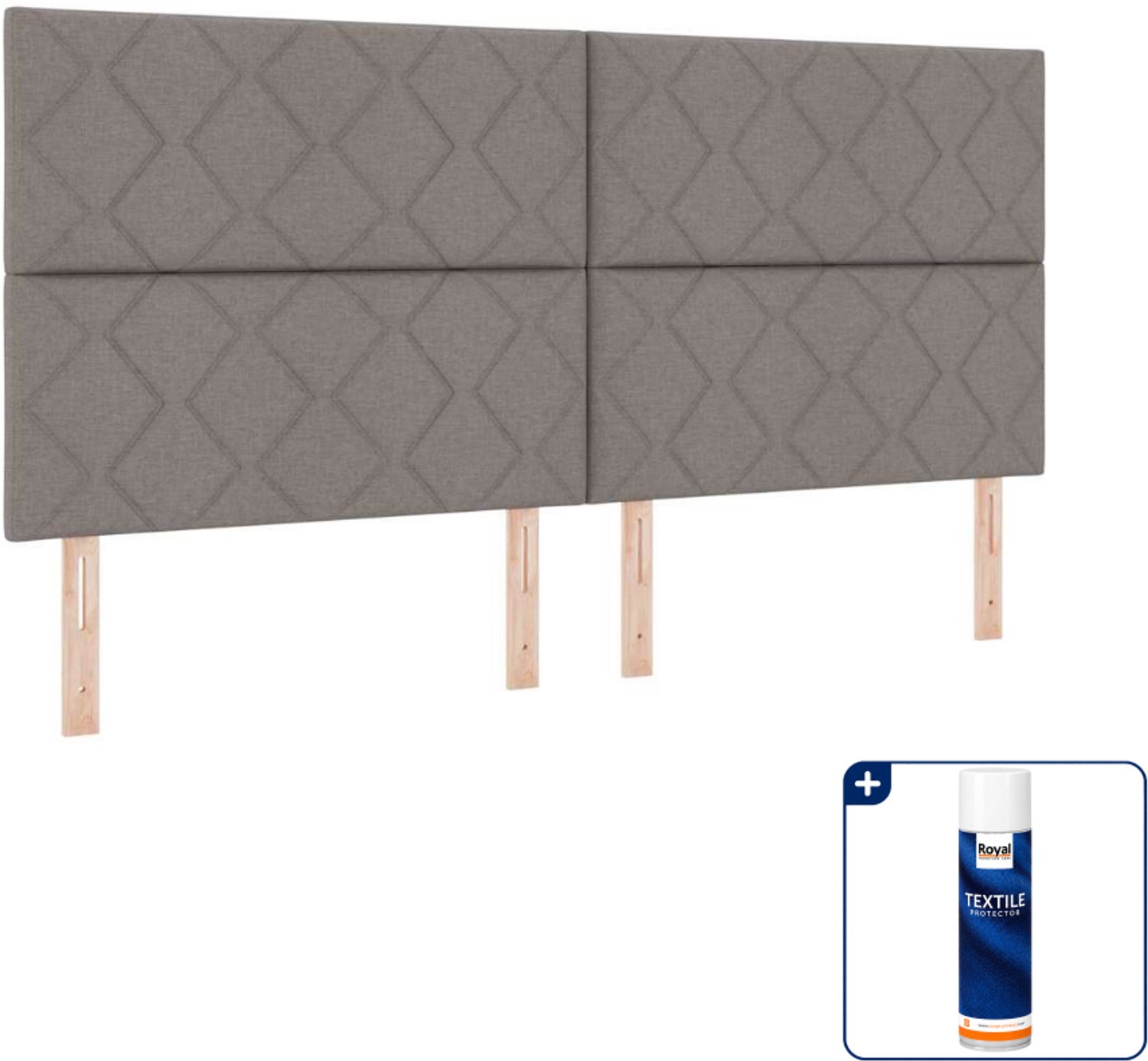 vidaXL led boxspring - Super kingsize - 200 x 200 cm - taupe - Inclusief textielbeschermer 500 ml