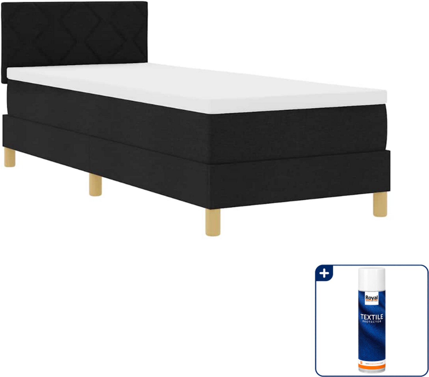 vidaXL LED boxspringbed - 80 x 200 cm - zwart - Inclusief textielbeschermer 500 ml