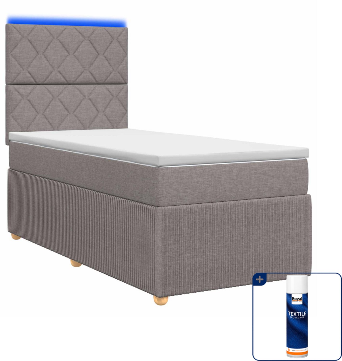 vidaXL LED boxspringbed - 80 x 200 cm - taupe - Inclusief textielbeschermer 500 ml