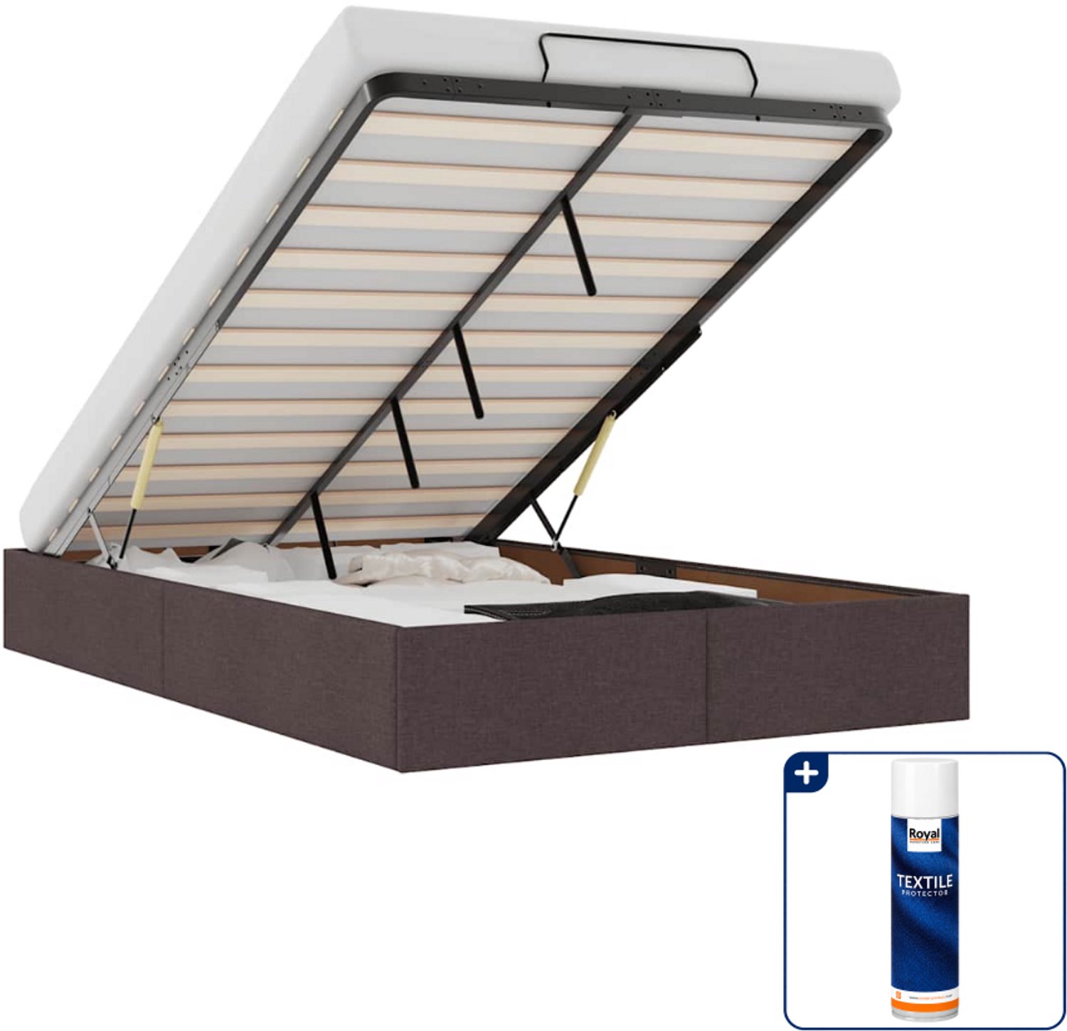 vidaXL bedframe - 120 x 190 cm - stof - donkerbruin - Inclusief textielbeschermer 500 ml Grijs