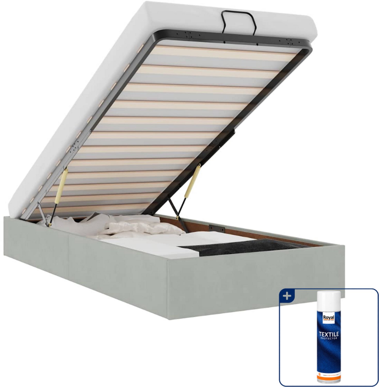 vidaXL bedframe - 90 x 200 cm - fluweel - lichtgrijs - Inclusief textielbeschermer 500 ml