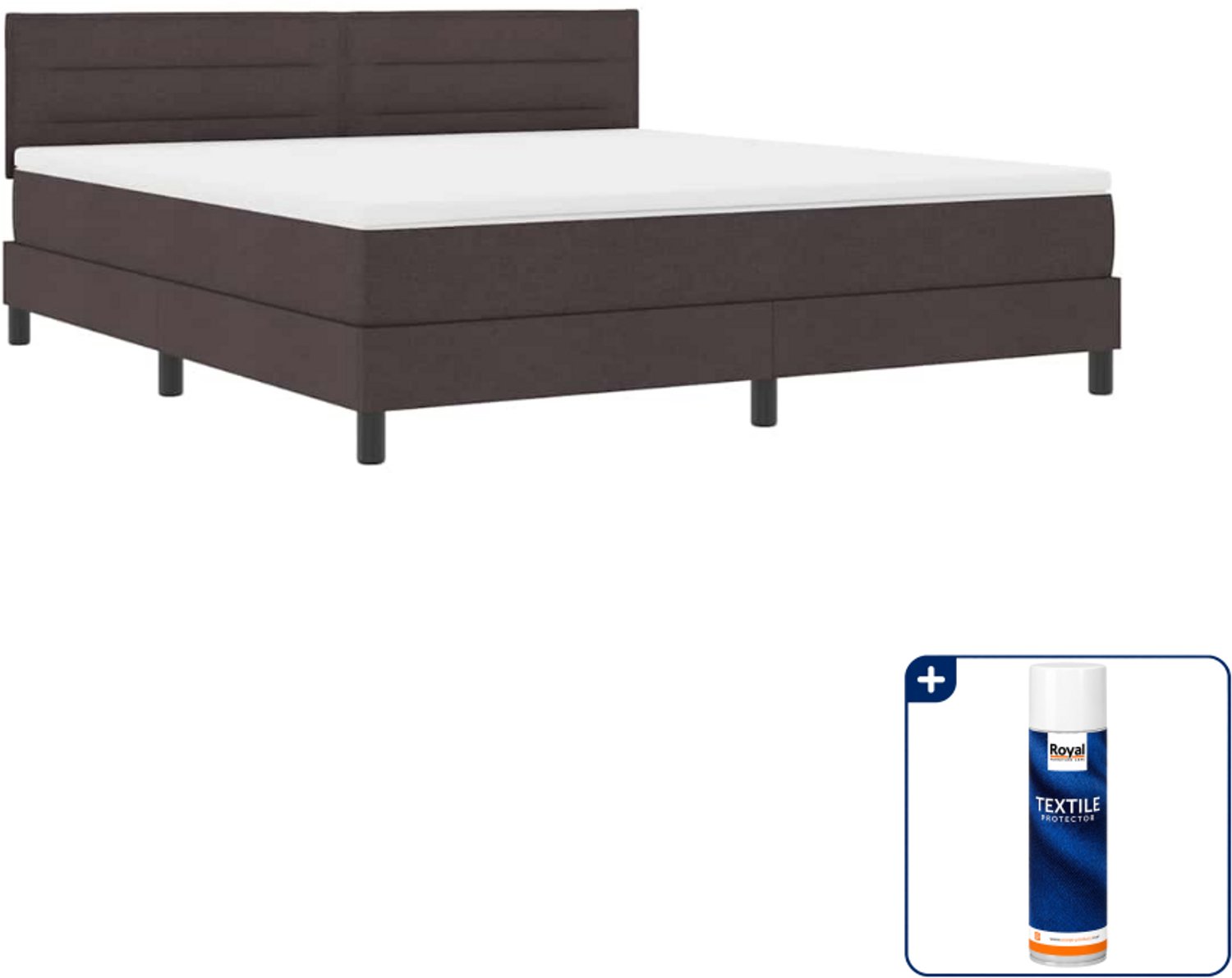 vidaXL Kingsize boxspring bed - 180 x 200 cm - donkerbruin - Inclusief textielbeschermer 500 ml