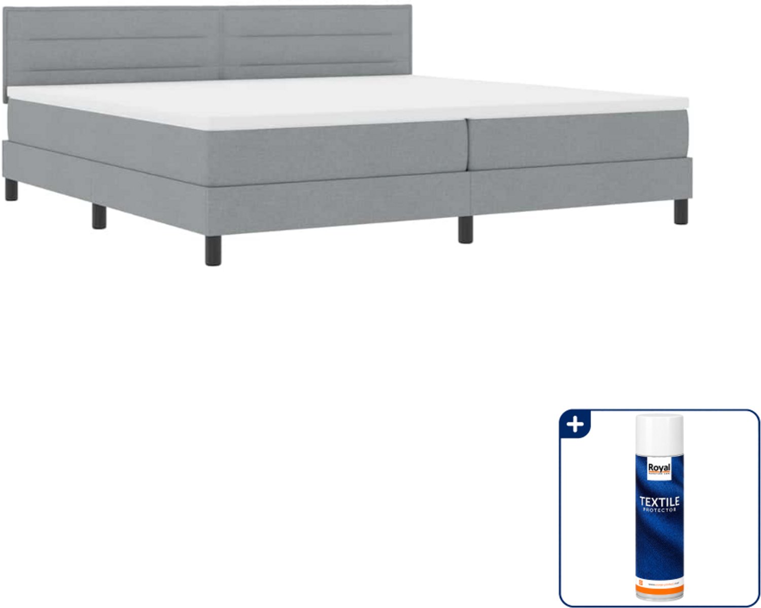 vidaXL boxspring bed - 200 x 200 cm - stof - lichtgrijs - Inclusief textielbeschermer 500 ml
