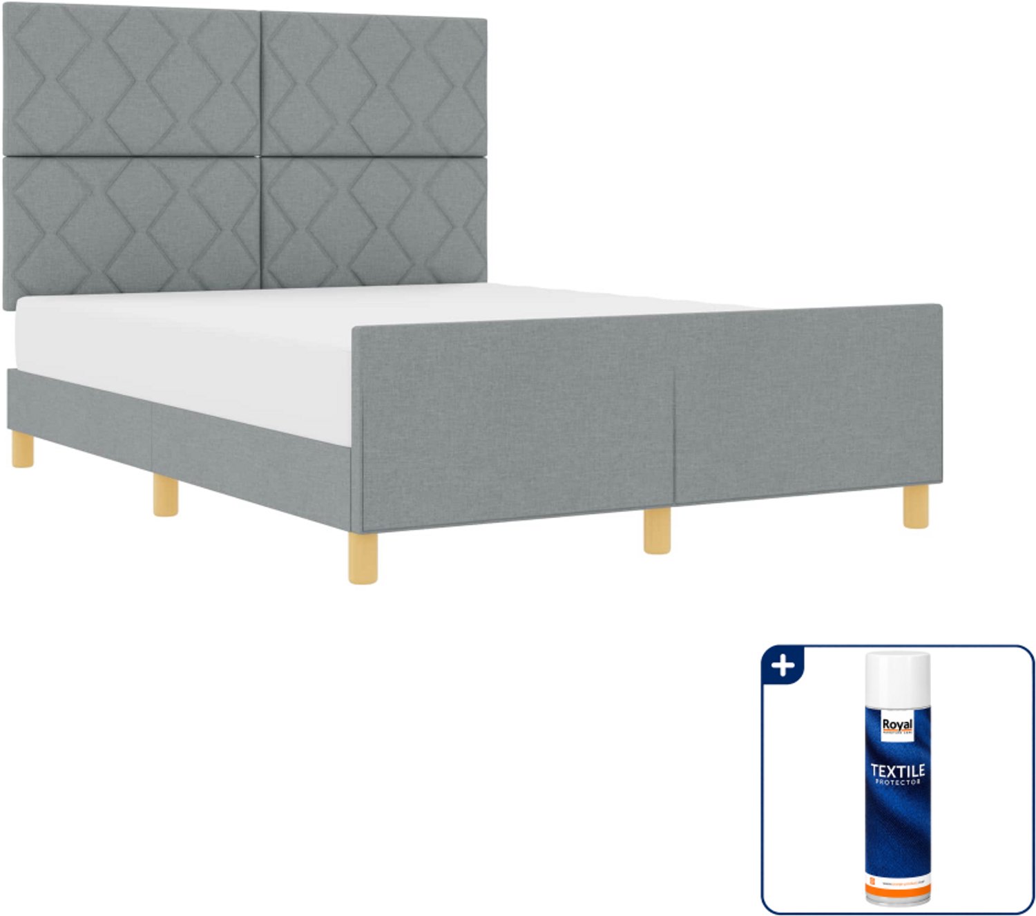 vidaXL Bedframe Queensize - 160 x 200 cm - stof - lichtgrijs - Inclusief textielbeschermer 500 ml