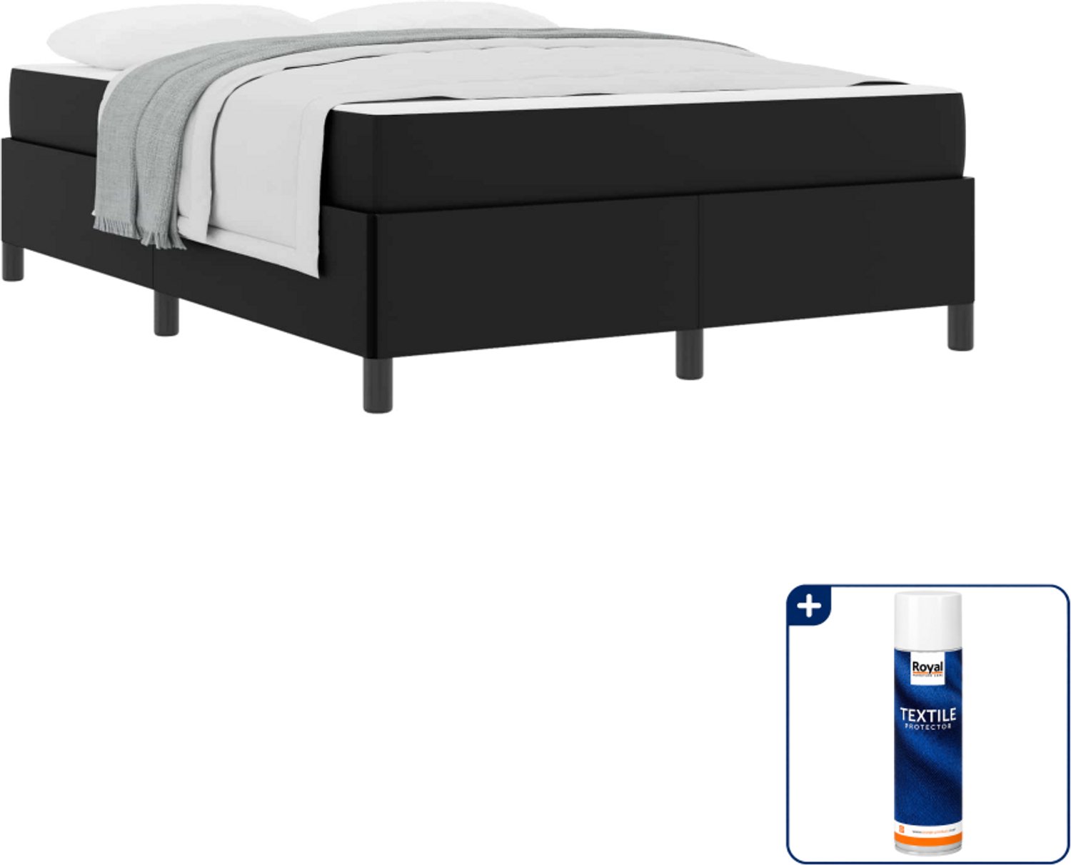 vidaXL bedframe met matras - Small double 140 x 200 cm - zwart - Inclusief textielbeschermer 500 ml Bruin