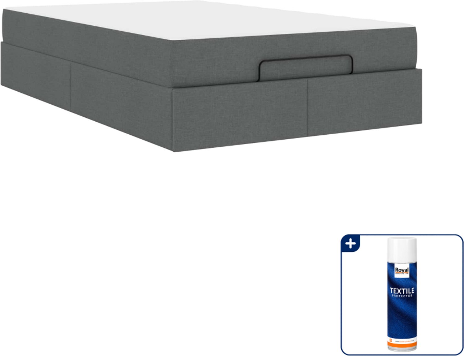 vidaXL bedframe met matras - 120 x 200 cm - stof - dim grijs - Inclusief textielbeschermer 500 ml Wit
