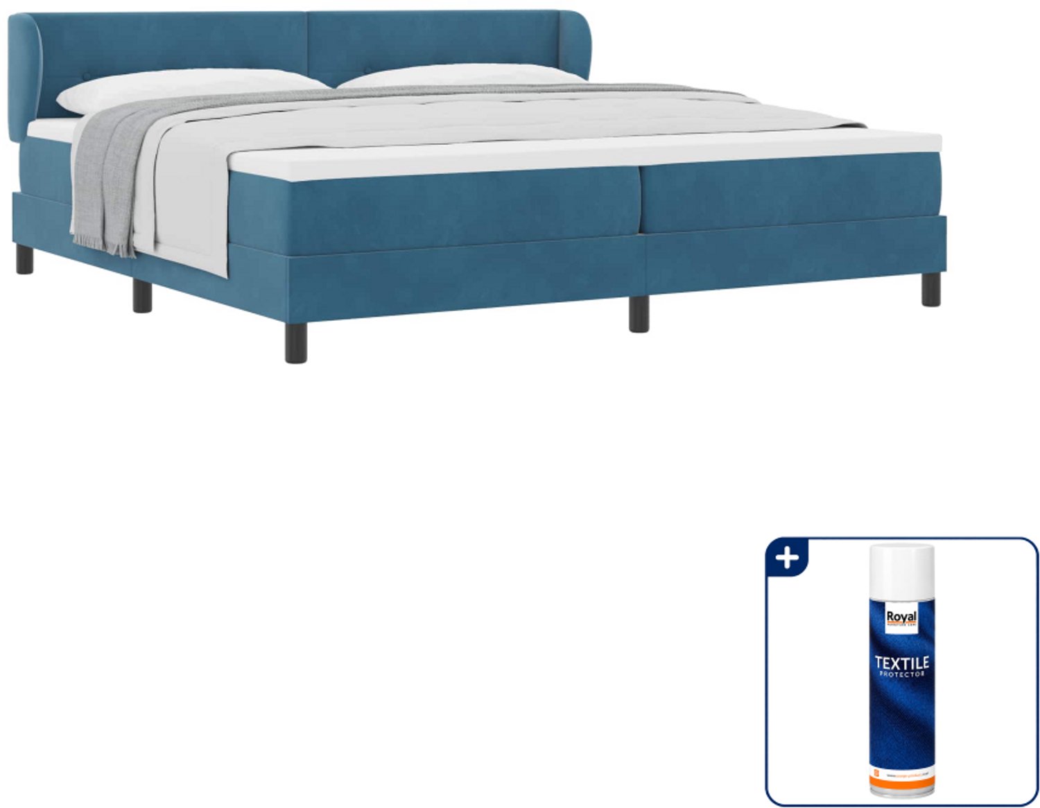 vidaXL boxspringbed - 200 x 200 cm - fluweel - donkerblauw - Inclusief textielbeschermer 500 ml