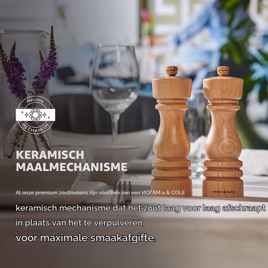 Nootmuskaatmolen - Beukenhout - Keramisch mechanisme - 180 mm — afbeelding 4