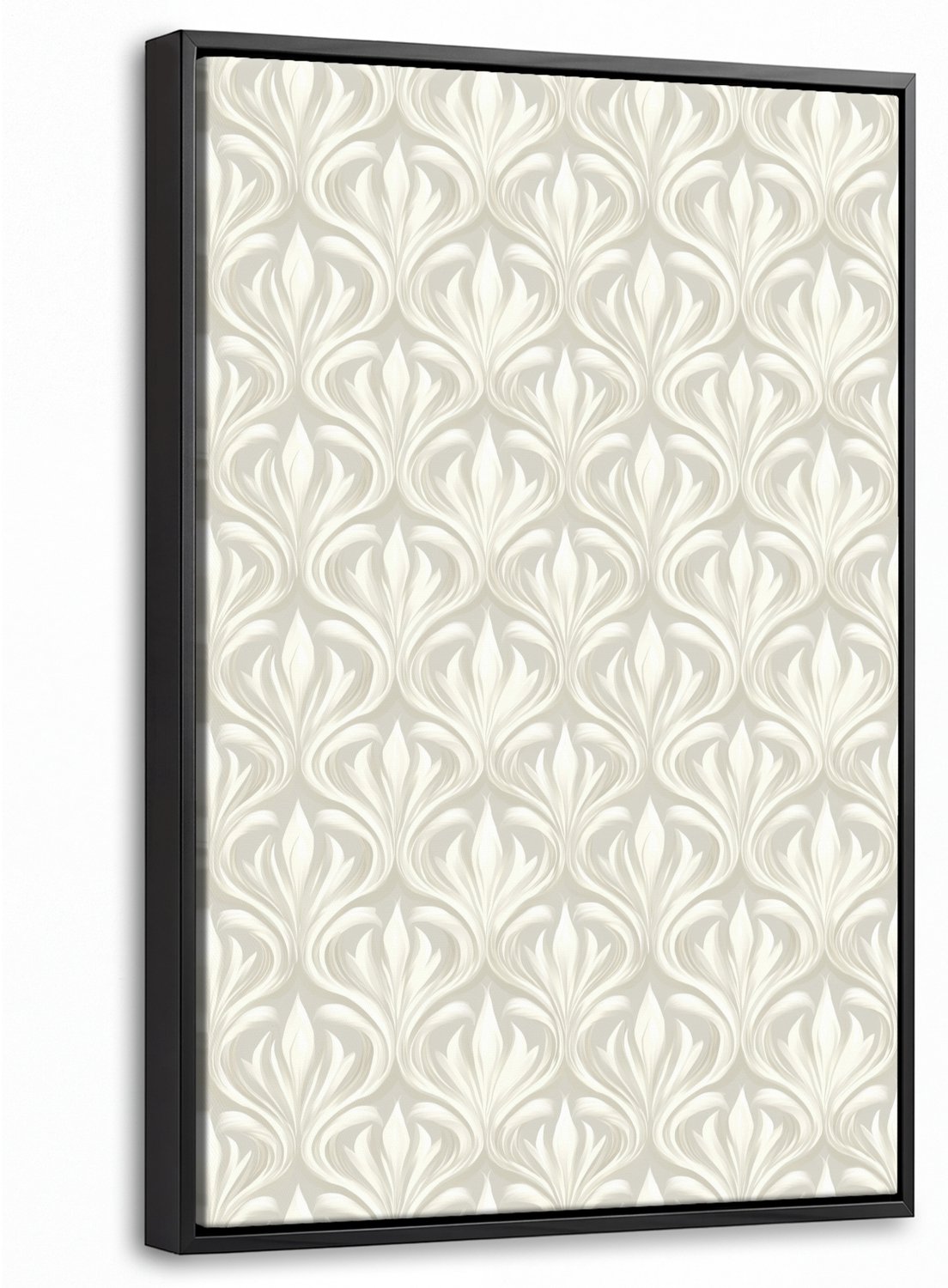 Canvas Schilderij met Baklijst 40x60cm - Barok - Patroon - Beige - Muurdecoratie woonkamer - Slaapkamer decoratie - Kamer accessoires - Schilderijen op canvas met lijst