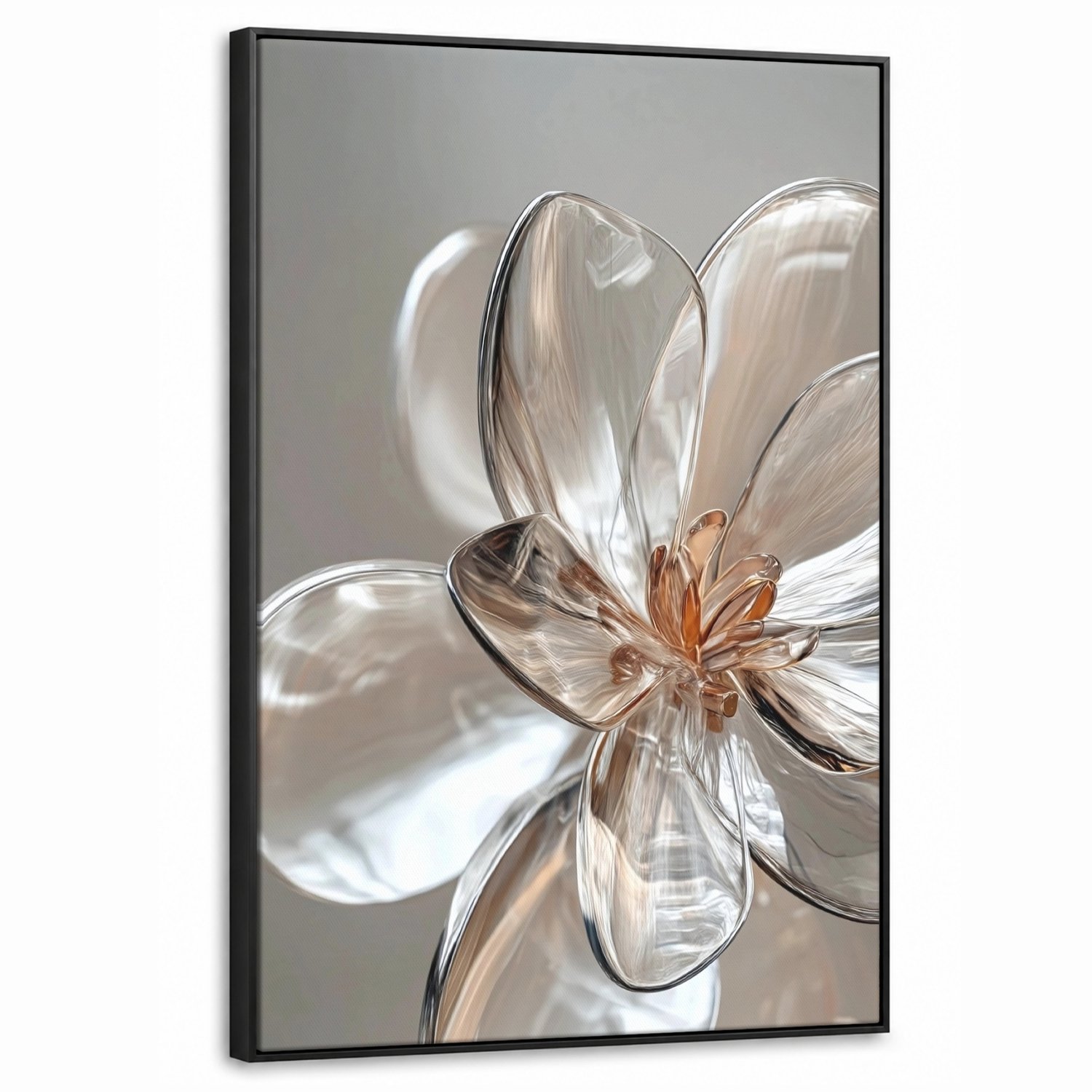 Canvas Schilderij met Baklijst 60x90cm - Bloem - Glazen - Doorzichtig - Muurdecoratie woonkamer - Slaapkamer decoratie - Kamer accessoires - Schilderijen op canvas met lijst