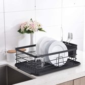 afdruiprek -dish-rack drainboard set - gebruiksvoorwerp houder voor droogrek van de gerecht - robuust en roestbestendig drainboard voor platen, glazen en bestek - (WK 02123)