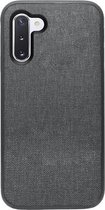 - ADEL Siliconen Back Cover Softcase Hoesje Geschikt voor Samsung Galaxy Note 10 Plus - Stoffen Textiel Grijs