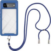 Voor Google Pixel 6 Sterrenhemel Effen Kleur Serie Schokbestendige PC + TPU Beschermhoes met Nekband (Blauw)