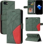 Tweekleurige splitsende horizontale flip PU-lederen hoes met houder en kaartsleuven en portemonnee voor iPhone 8/7 / SE 2020 (groen)