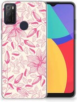 Smartphone hoesje Alcatel 1S (2021) Silicone Case Roze Bloemen