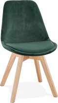 Alterego JOE' stoel in groen fuweel met een structuur in natuurijk hout