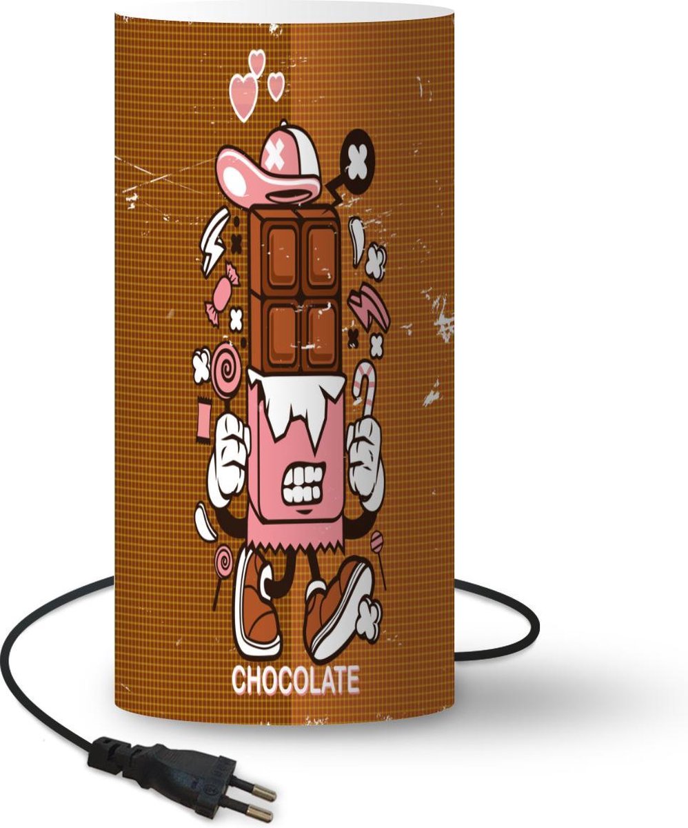 Lamp - Nachtlampje - Tafellamp slaapkamer - Chocolade - Retro - Verpakking - 54 cm hoog - Ø24.8 cm - Inclusief LED lamp