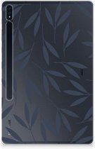 TPU Hoesje Samsung Galaxy Tab S7 Plus Backcase Leaves Blue met doorzichte zijkanten
