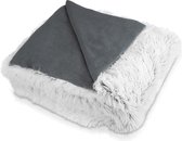 Navaris zachte fleece deken - Dubbelzijdige fleecedeken voor de bank, stoel of bedsprei - 150x200 cm - Wasbaar imitatiebont - Grijs