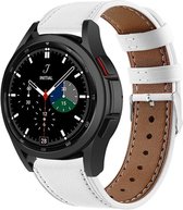 Strap-it Samsung Galaxy Watch 4 Classic 46mm leren bandje - wit