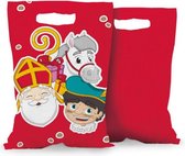 feestzakjes Sinterklaas 23 cm polyetheen rood 6 stuks