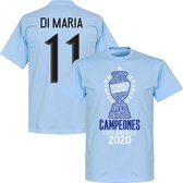 Argentinië Copa America 2021 Winners Di Maria 11 T-Shirt - Lichtblauw - L