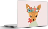 Laptop sticker - 15.6 inch - Hert - Pastel - Bloemen - 36x27,5cm - Laptopstickers - Laptop skin - Cover