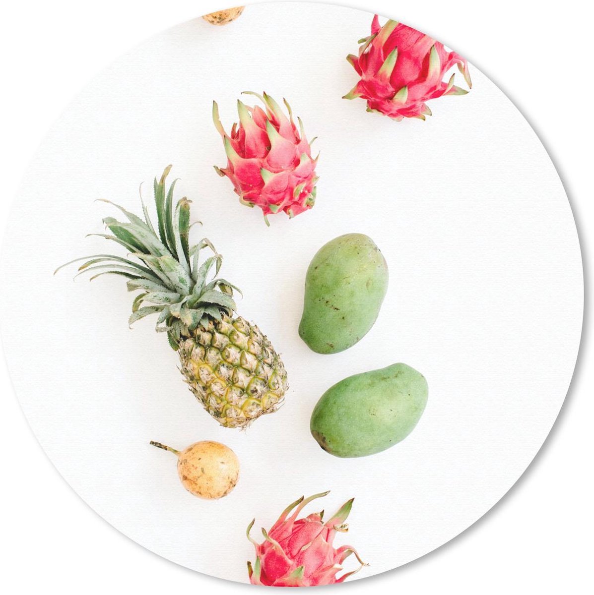 Muismat rond 30x30 cm - Mousepad Tropisch - Roze - Fruit - Ronde muismatten