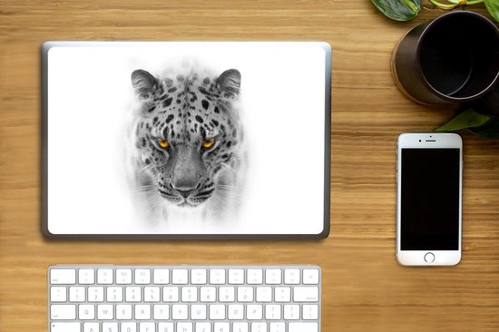 Sticker pour ordinateur portable - 12,3 pouces - Léopard - Zwart - Wit - Tasse