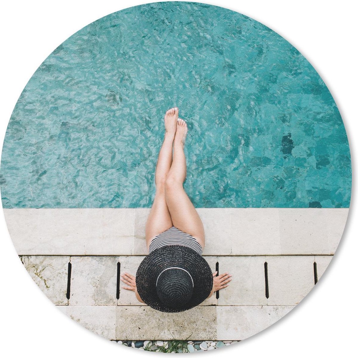 Muismat rond 30x30 cm - Mousepad Tropisch - Hoed - Water - Ronde muismatten