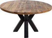 Clayre & Eef Eettafel Rond Ø 150*78 cm Bruin Hout, Ijzer Rond Eetkamertafel Tafel