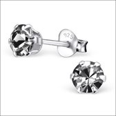 Aramat jewels ® - Oorbellen rond kristal 925 zilver black diamond 5mm