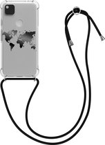 kwmobile telefoonhoesje voor Google Pixel 4a - Hoesje met koord in zwart / transparant - Back cover voor smartphone