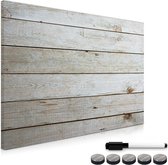 Navaris magneetbord - Magnetisch bord om op te schrijven - Planbord 70 x 50 cm - Met magneten en marker - Memobord voor aan de muur - Houten planken