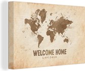 Canvas Schilderij 'Welcome home explorer' - Quotes - Spreuken - 60x40 cm - Wanddecoratie