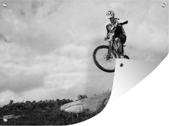 D coration murale ext rieur L homme saute sur un VTT noir et