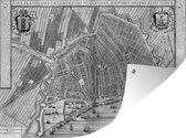 Tuin decoratie Historische Amsterdamse stadskaart - zwart wit - 40x30 cm - Plattegrond - Tuindoek - Buitenposter