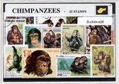 Chimpansees - Luxe postzegel pakket (A6 formaat) : collectie van 25 verschillende postzegels van chimpansees – kan als ansichtkaart in een A6  envelop - authentiek cadeau - kado -
