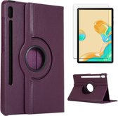 Case2go - Tablet hoes geschikt voor Samsung Galaxy Tab S7 Plus (2020) - Draaibare Book Case + Screenprotector - 12.4 Inch - Paars