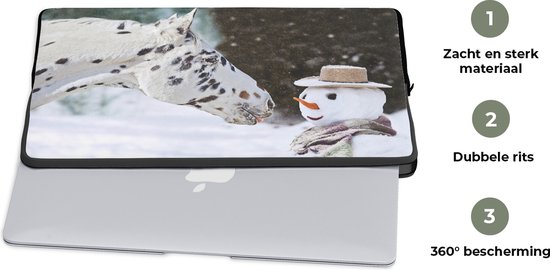 Housse ordinateur 13 pouces 34x24 cm - Appaloosa - Housse Macbook & Laptop cheval Appaloosa cheval avec bonhomme de neige - Housse ordinateur portable avec photo