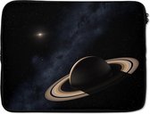 Laptophoes 15 inch 38x29 cm - Saturnus - Macbook & Laptop sleeve De planeet Saturnus tegen een donkere hemel met een ster - Laptop hoes met foto