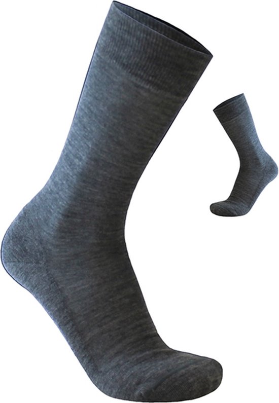2-Pack Zakelijke Nette Merino Wollen Sokken S13 - Unisex - Grijs - Maat 46-48